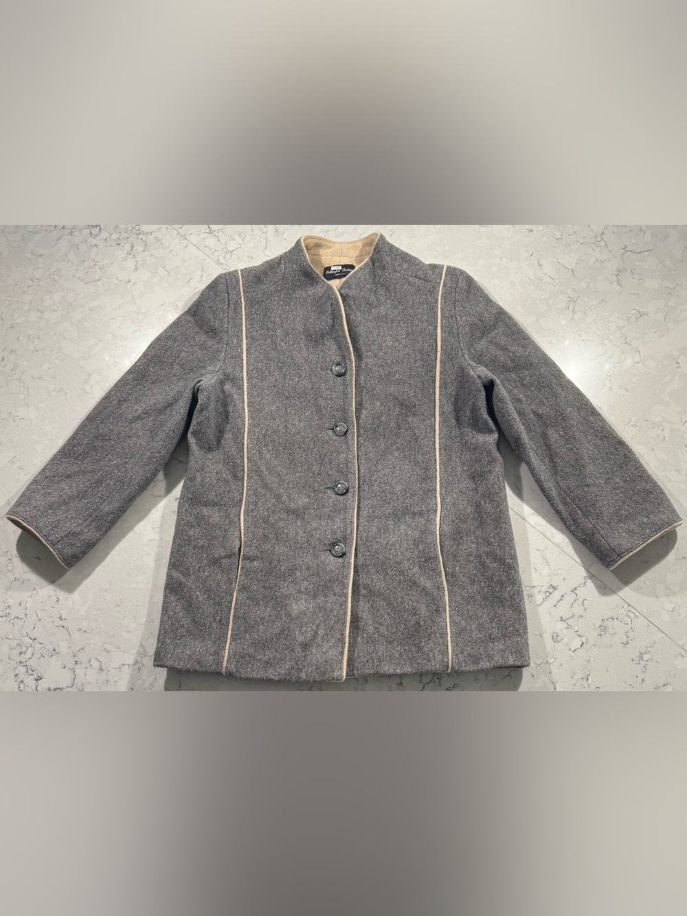 VTG 70s Wellington Fashions New York Coat Jacket Womens Large‎ Gray Wool Lined